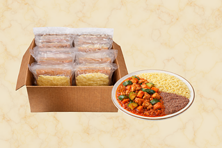 Caja de estofado de pollo, arroz blanco y frijoles-alt