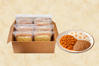 Caja de cochinita pibil, arroz blanco con zanahoria y frijoles-alt